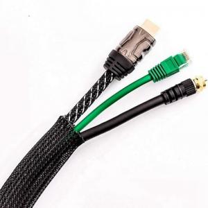 China 25x32m PET Cable Sleeve , 100m Expandable Braided Pet Black Cable Sleeve wholesale
