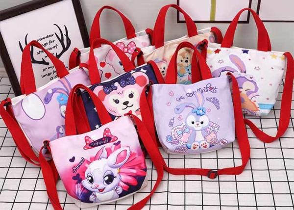 Cartoon canvas bag girls shopping bag lunch box tote hand carry Thermal Transfer