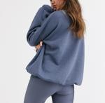 Oversize Plain Crew Neck Sweatshirt Dropped Shoulder Sweatshirt In Elephant Gray