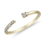With 9k Yellow Gold Delicate Pavé Split Bar Diamond Engagement Ring