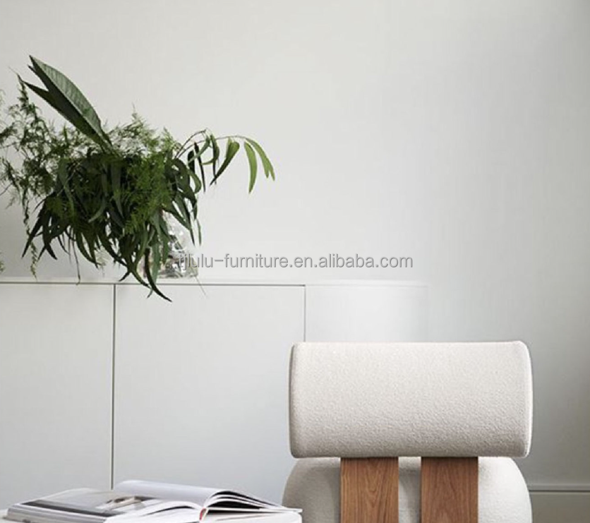Living Room Chair With Wood Leg Creative Modern Wooden Leisure Style Lamb Wool Single Sofa Chair W70*D81*H71CM