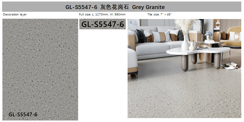Impact Resistant Grey Granite Vinyl Flooring 0.3mm Eco Friendly Anti Slip GKBM Greenpy GL-S5547-6