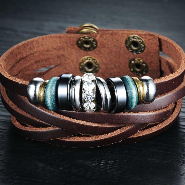 Tagor Stainless Steel Jewelry Super Fashion Silicone Leather Bracelet Bangle