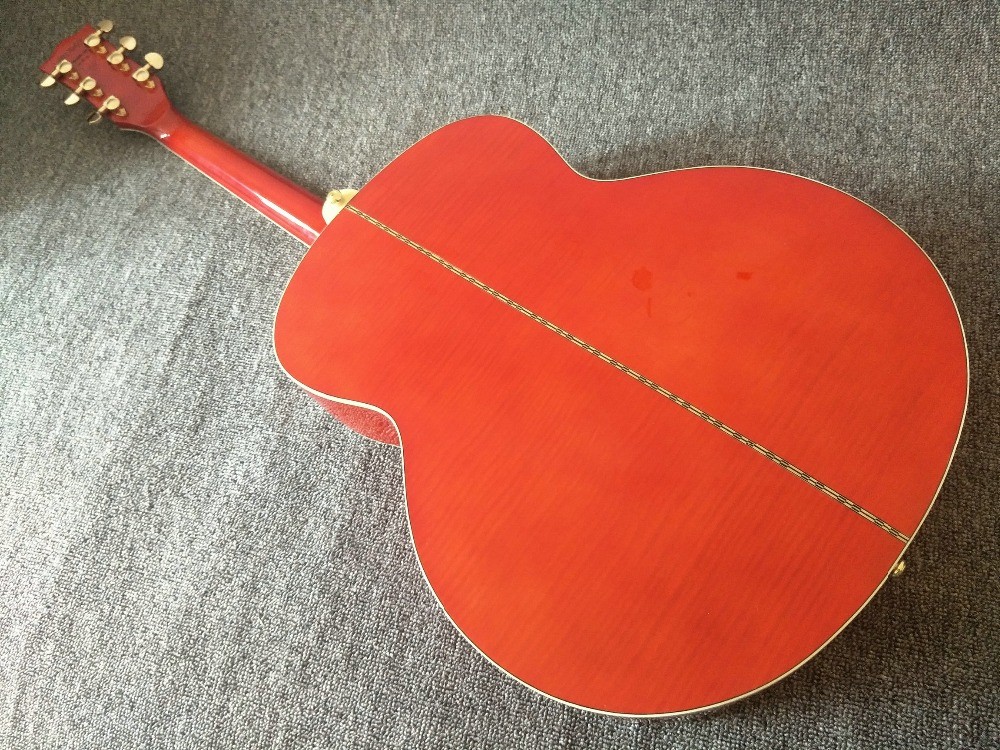 customization G200 Acoustic Guitar Flame red Top Solid spruce maple Tiger stripes Body Guitar