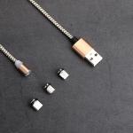 Three In One Magnetic Micro Usb Cable , Magnetic Data Cable For Smart Phone