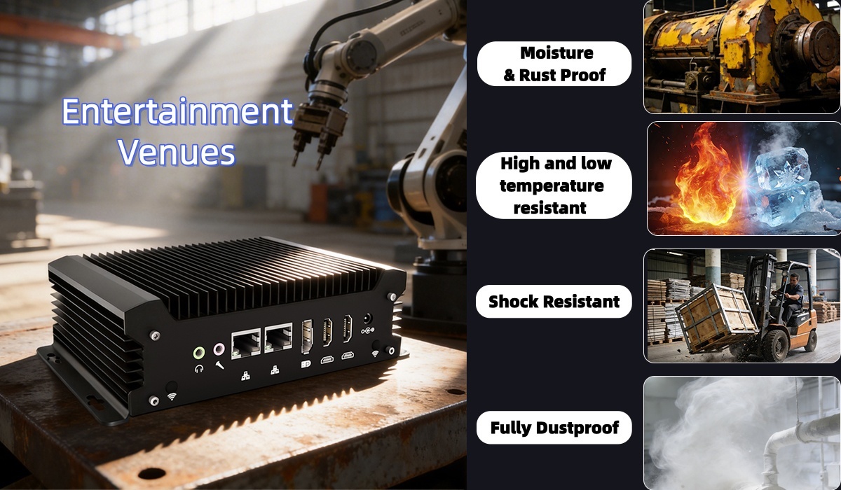 Intel Core U5 135U Processor Fanless Industrial Mini PC With 2 LAN Ports 2 RS232 COM Ports 8 USB 2 HD-MI and 1 DP Interfaces