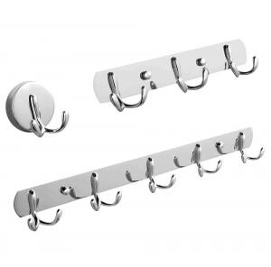 China Mirror Chrome Silver Stainless Steel Hat And Coat Hooks Wall Mounted With 8 Hooks on sale