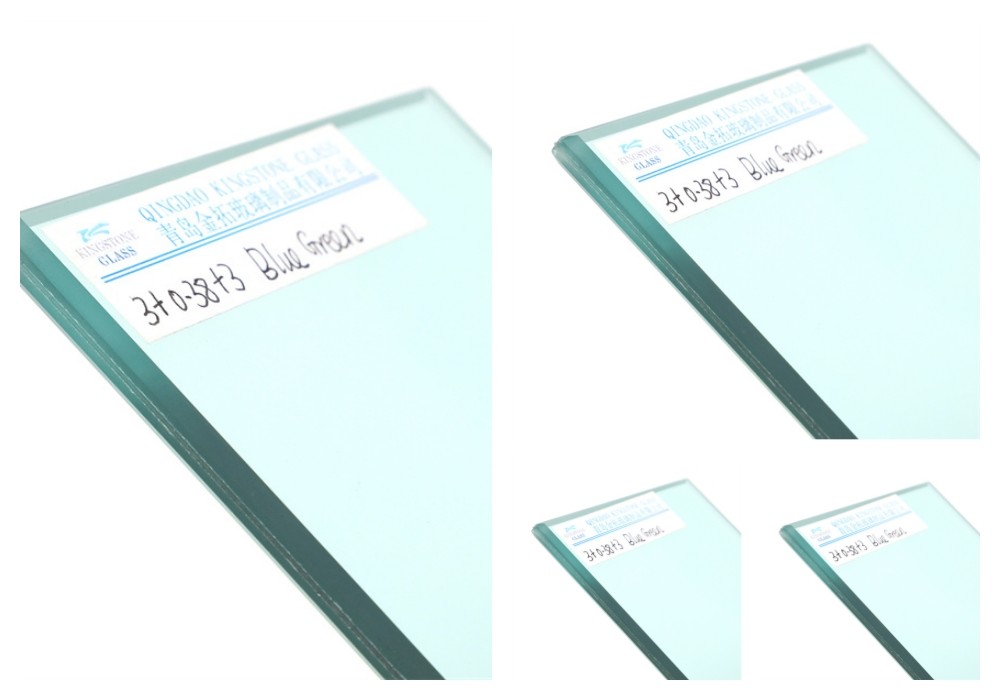 Small Cutting Size Safety Green Laminated Glass Heat Insulation UV Protection 6.38mm