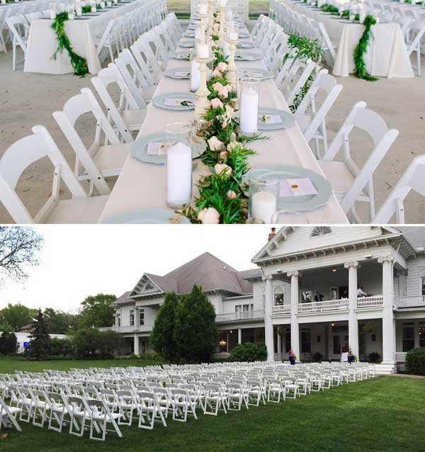 White Resin Folding Wedding Chair Hire Outdoor Lawn Hotel Event 44x43x78cm