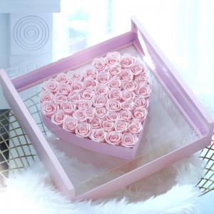 China New Arrival Real Preserved Roses Heart Shape Acrylic Box Gift For Valentines Day wholesale