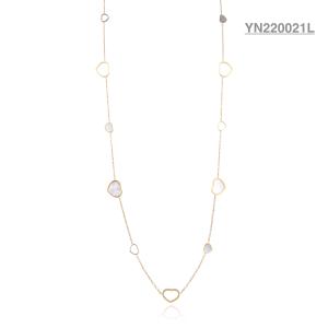 China White Shell Inlaid Heart Pendant Necklace K Gold Stainless Steel Long Neck Chain wholesale