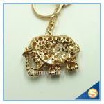 Novelty Rhinestone Crystal Lovely Animal Elephant Shape Pandent Metal Key Chain