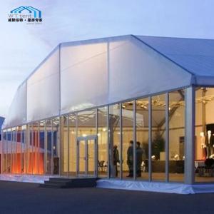 China 500 Person White Polygon Tent , Huge Large Marquee Tent With Roof Pitch wholesale