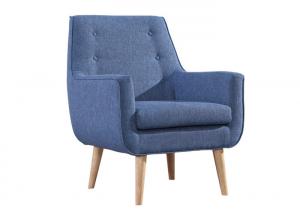 China Removable Seat Arm Chair Fabric Cover Wooden Legs Blue Accent Armchair on sale