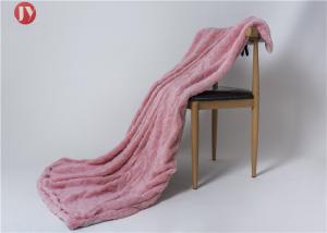 China Pink stone embossed Plush fluffy faux Fur sherpa fleece non-shedding Blanket For Winter wholesale