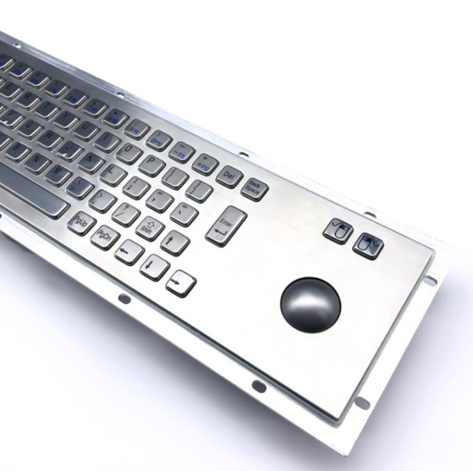 KIOSK IP65/IK07 Stainless Steel Industrial Keyboard With Trackball Waterproof Dustproof Explosionproof Rear Panel Mounted -40℃