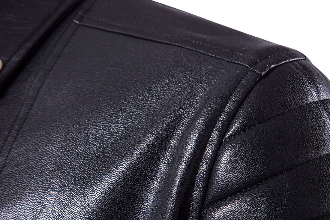 OEM classic popular best quality solid color slim fit men moto leather jacket