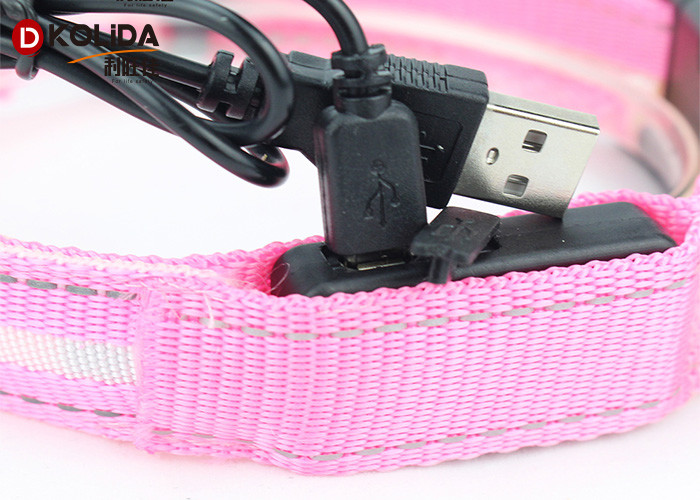 Night Safety Glow Flashing Pet Polyster USB Rechargeable LED Dog Collar
