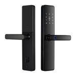 Black/Red Bronze Zinc Alloy Tempered Glass Digital Fingerprint Passcode Door