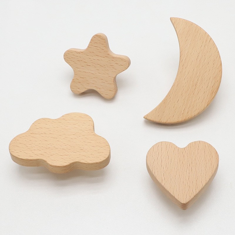Wooden Star Moon Furniture Knobs Pulls Drawer Knobs For Children Room