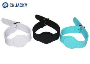 China Silk Printing Adjustable RFID Chip Bracelet , NFC Silicone Wristband For Events wholesale