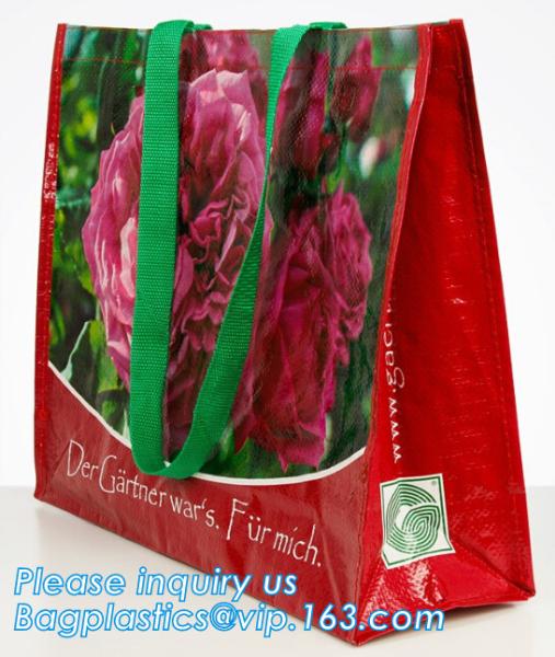 Woven tote shopping grocery Bag with custom logo, recyclable pp laminated non