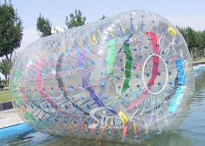 China 3.0m long clear inflatable zorb roller with colorful ribbons for water and land use wholesale