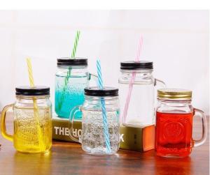 China ISO Red Blue Colored Mason Jars With Handles 12.3in 4.7pounds Regular Mouth wholesale