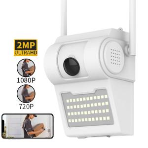 China 2MP HD Outdoor Wireless IP Camera With LED Wall Lamp Floodlight wholesale