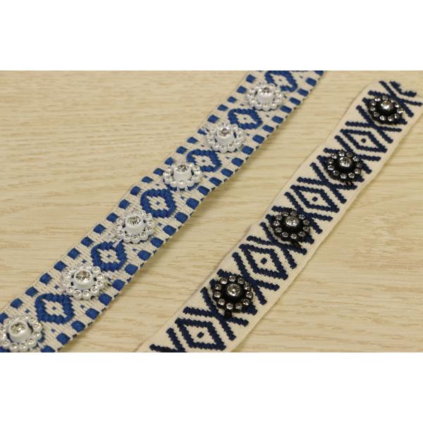 Rhinestone Woven Tapes Jacquard Webbing Nonstretched For Clothes