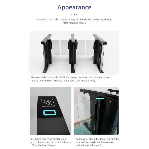 Oudoor High Speed Gate Turnstile Airport 1500*120*1000mm 40p/m