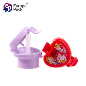 China Heart-shaped Cartoon design child resistance cap cute plastic water bottle caps with straw wholesale