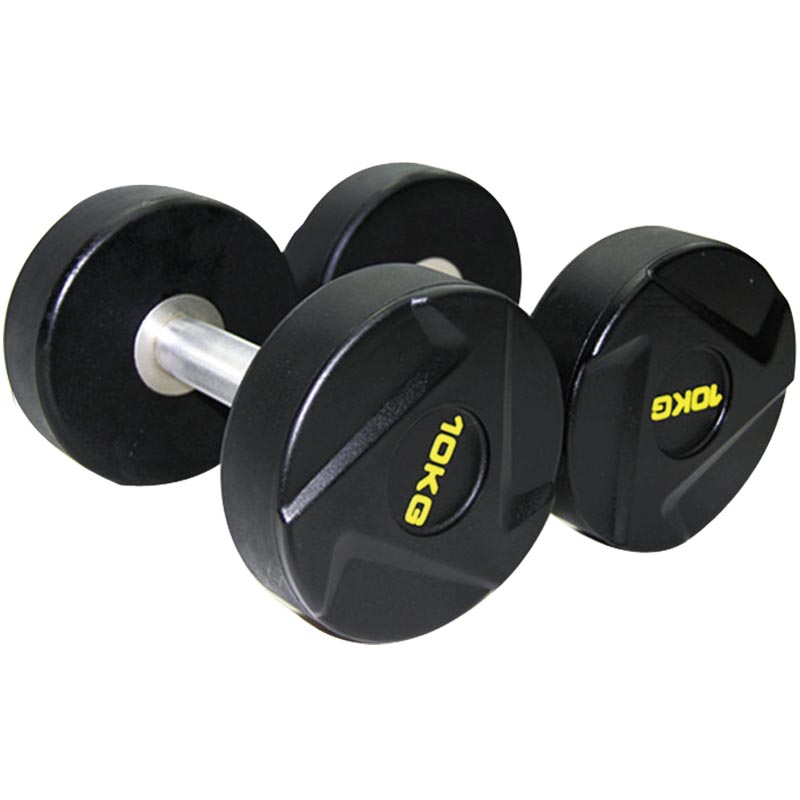 Commercial PU Rubber Dumbbell Set 20kg 10kg Eco Friendly