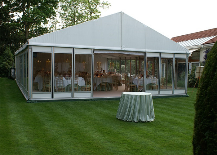 15m * 25m Aluminum Frame Structure Glass Tent Wedding With VIP Wooden Flooring