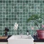 Natural Marble Mosaic Polished Swimming Pool Tile Green Square Shape Home