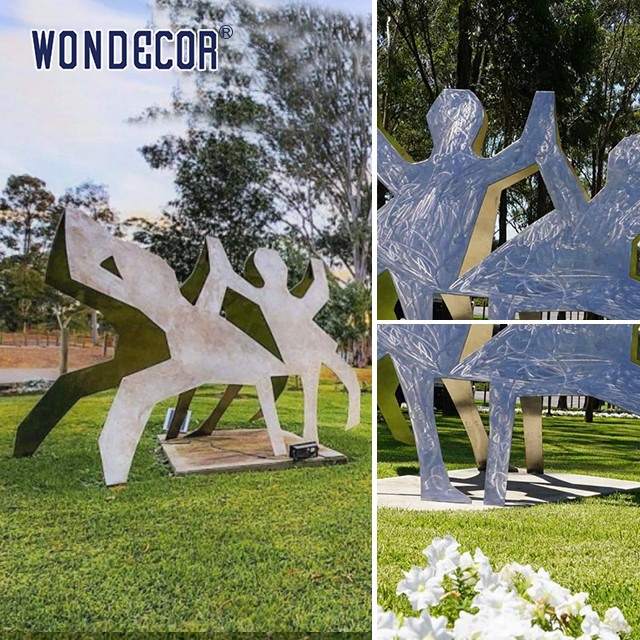 Outdoor Garden Metal Art Forging Geometry Friends Stainless Steel Sculpture