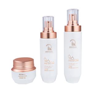 China 50g/100ml/120ml Glass White cylindrical Smooth with white pump for cosmetic packaging bottle wholesale