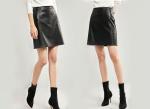 Pleather A Shape Short Ladies Dress Skirt Texture PU Elegant High Waist Slim
