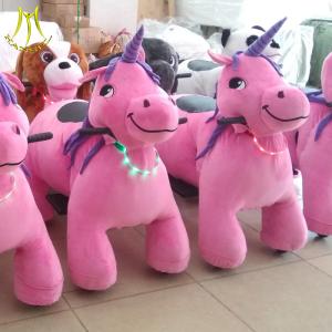 China Hansel coin operated kids walking battery operated ride on plush animals unicorn wholesale