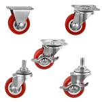 80kg Red Wheel 1inch 2inch 3inch Furniture Swivel Caster with Ball Bearing Zinc