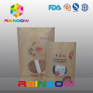 China Stand Up Customized Paper Bags For Food Packaging With Front Window wholesale