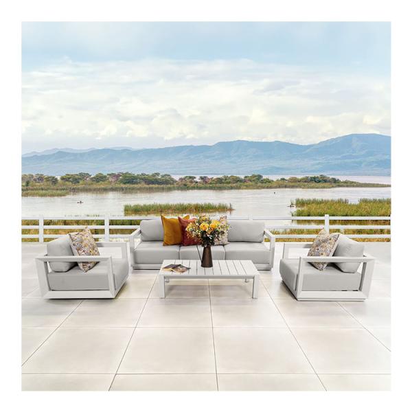 Aluminum Modular Patio Furniture AJUNION 4 Piece Outdoor Lounge Sofa Set for