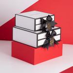 Self Foldable White Black Gift Packaging Box For Necklace Accessories