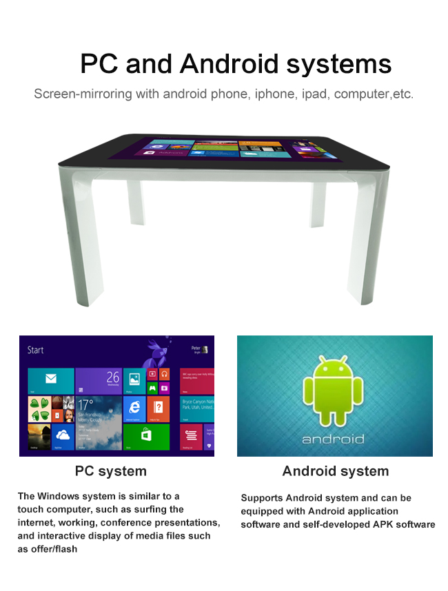 LCD interactive capacitive digital touch screen table For game/advertising/exhibition smart touch table
