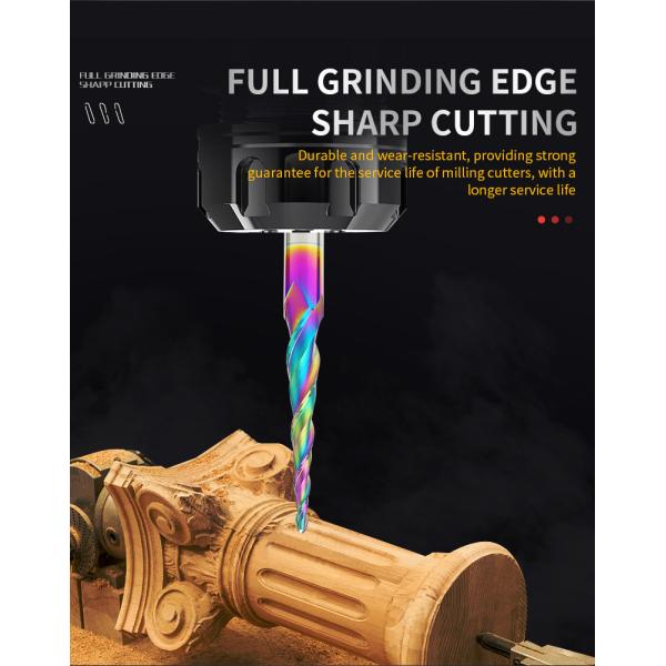 New Model Multicolor Coating 2 Flutes Taper Ball Nose DLC HRC55 Solid Carbide End Mills for Wood Carving Tooling Cutter Used