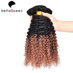 Two Tones Ombre Remy Hair Extensions , Curly Human Hair Weaving For Black Women