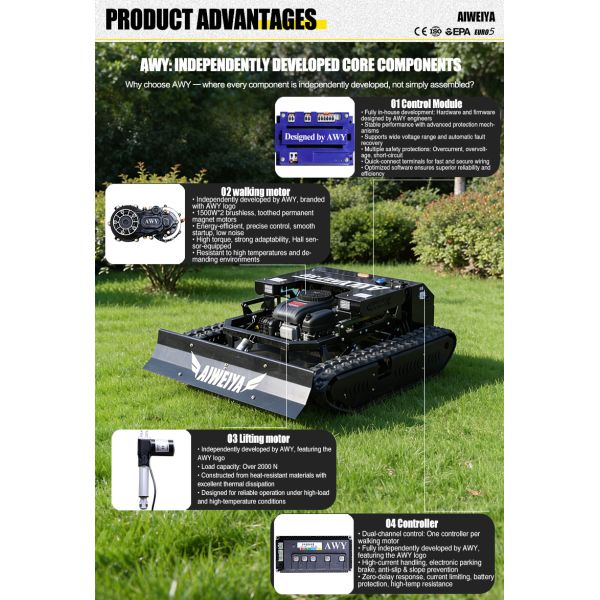 US Spot Remote Control Brush Lawn Mower, Terrain Adaptive Crawler Movement, Wear-resistant Blades, Professional Equipment