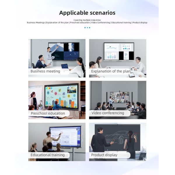 86" Interactive Smart Board Touch Screen Flat Panel Display Android 14 4K UHD Commercial Screen