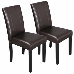 China Urban Style High Back Leather Dining Chairs With Solid Wood Legs Chair wholesale