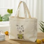 Fashion Ladies Beige Cotton Canvas Tote Bag with Custom Printed Logo